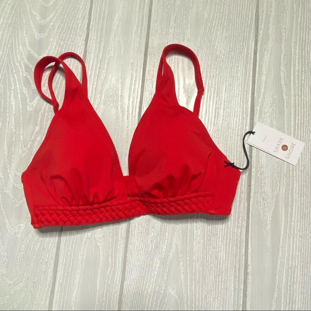 SHADE & SHORE RED BRAIDED PUSH UP UNDERWIRE BIKINI TOP SIZE 34 B NEW WIT…